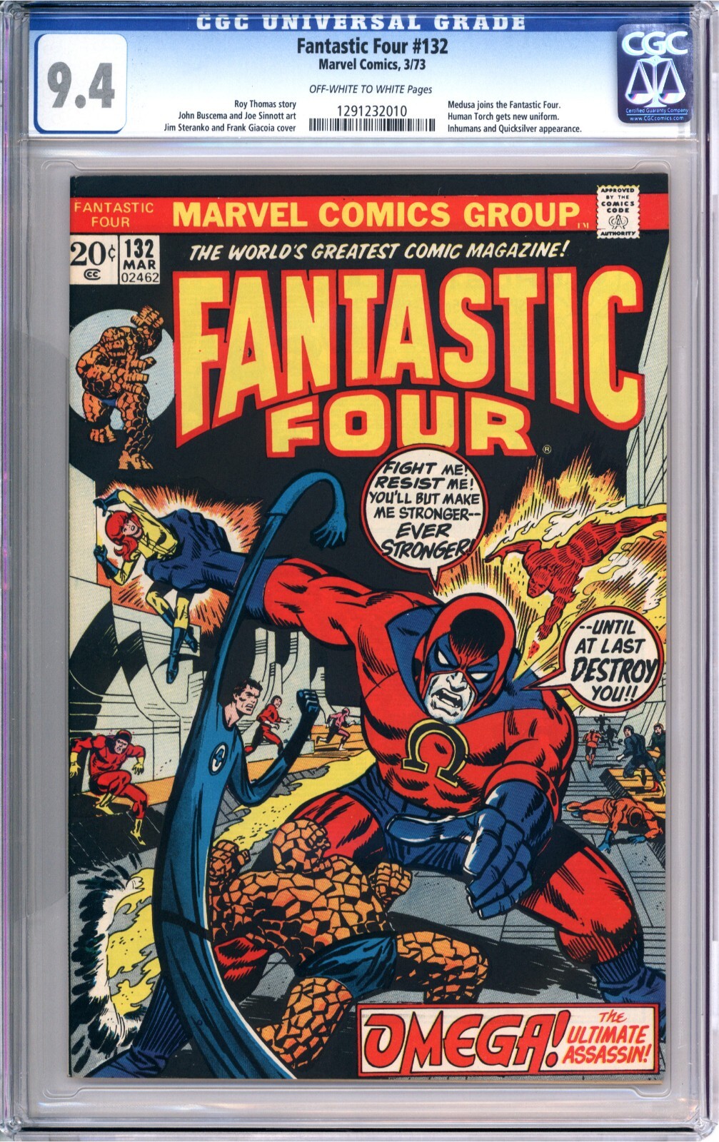 Fantastic Four #132 CGC 9.4 NM near mint MEDUSA Marvel comics 1291232010