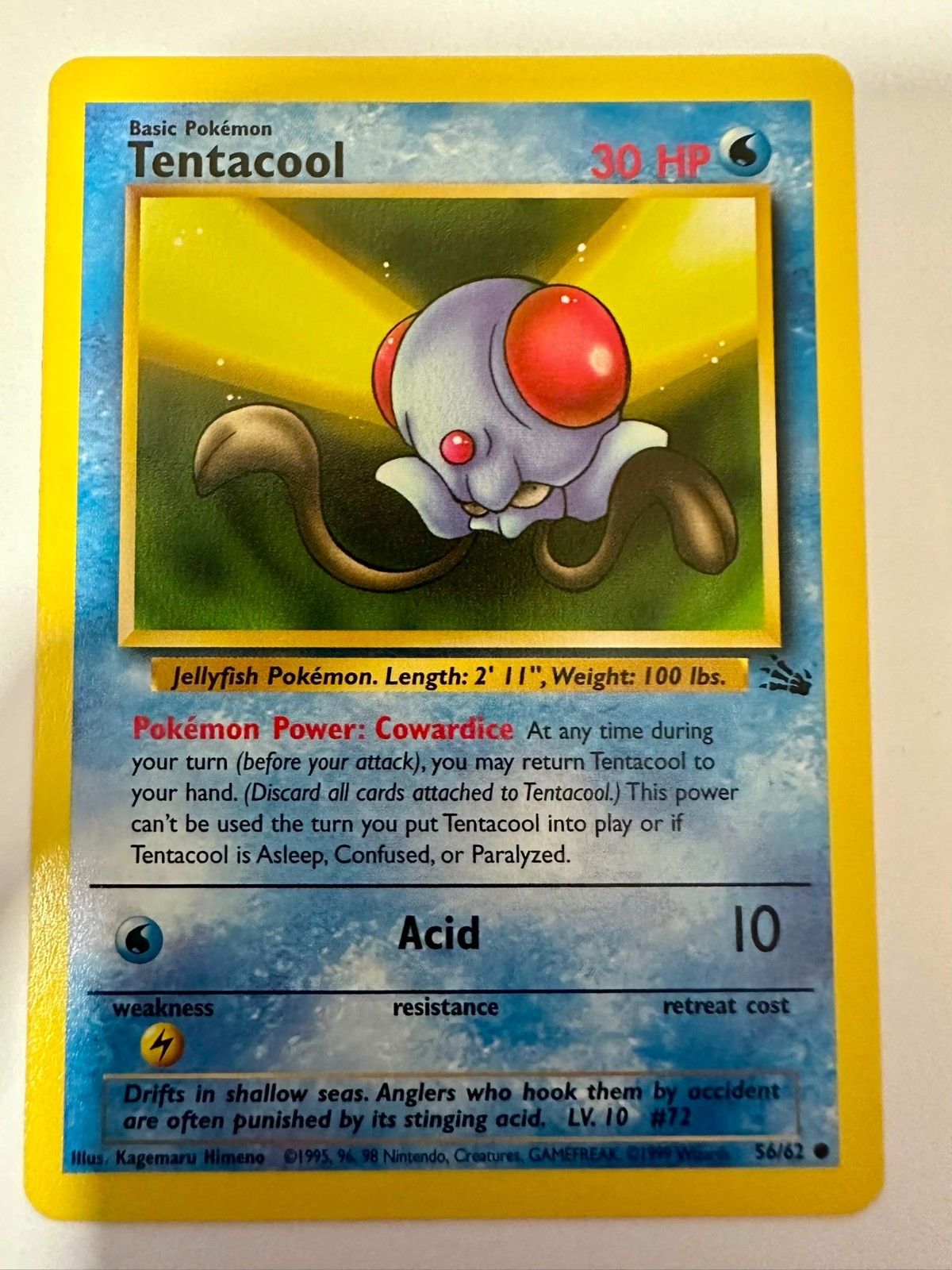 Pokémon Tentacool Basic Fossil Regular 56/62 M/NM