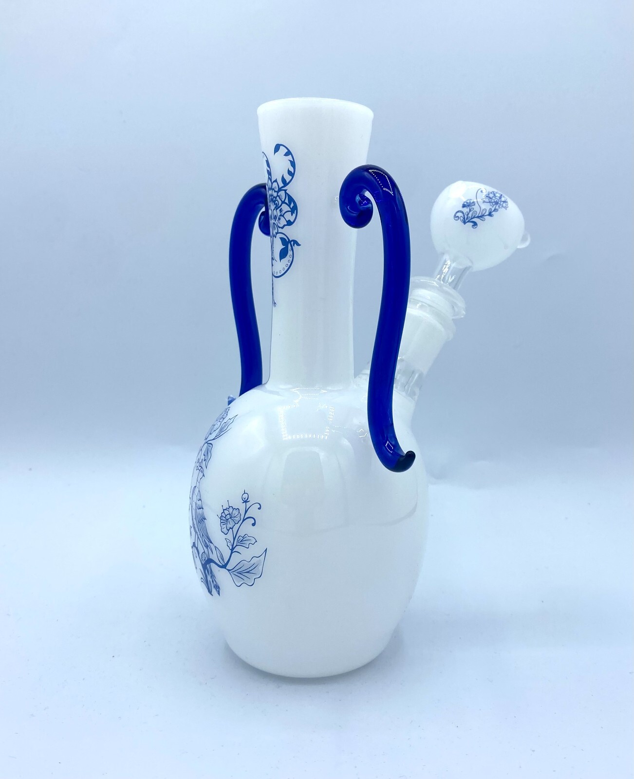7″ Porcelain Water Pipe Bong Tobacco Smoking Pipe Glass Bowl