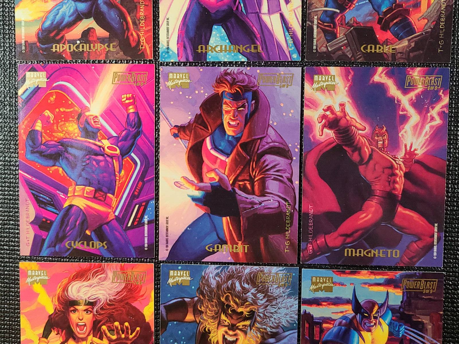 1994 Marvel Masterpieces – POWER BLAST – Complete Set of 9