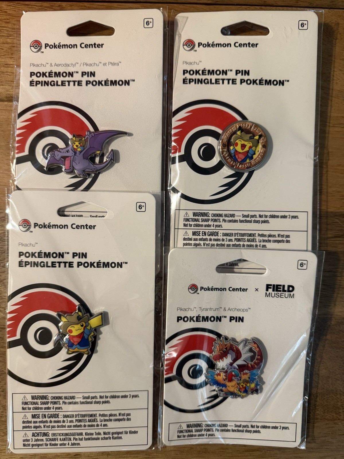 Pokémon Center Field Museum Pin Lot of 4 with Exclusive Field Museum Pin
