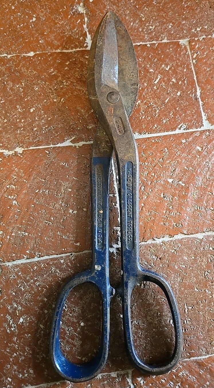 Vintage CRESCENT S412 12 3/4″ Tin Snips Sheet Metal Scissors Forged Steel USA