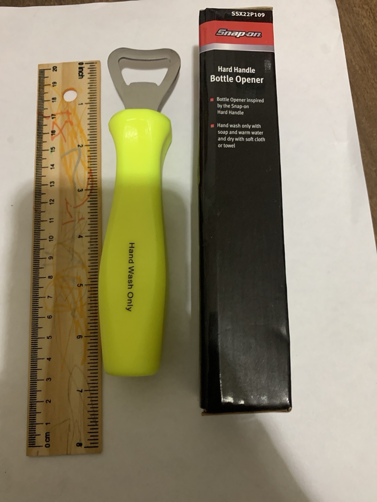 Snap-on Hard Handle Bottle Opener Rare Yellow Collectable Gift Free Shipping!