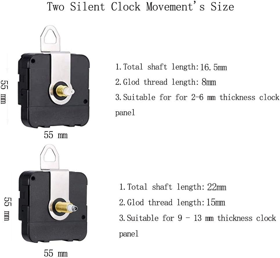 Ultra Silent 12mm Clock Movement Replacement Kit – DIY Repair Parts Included