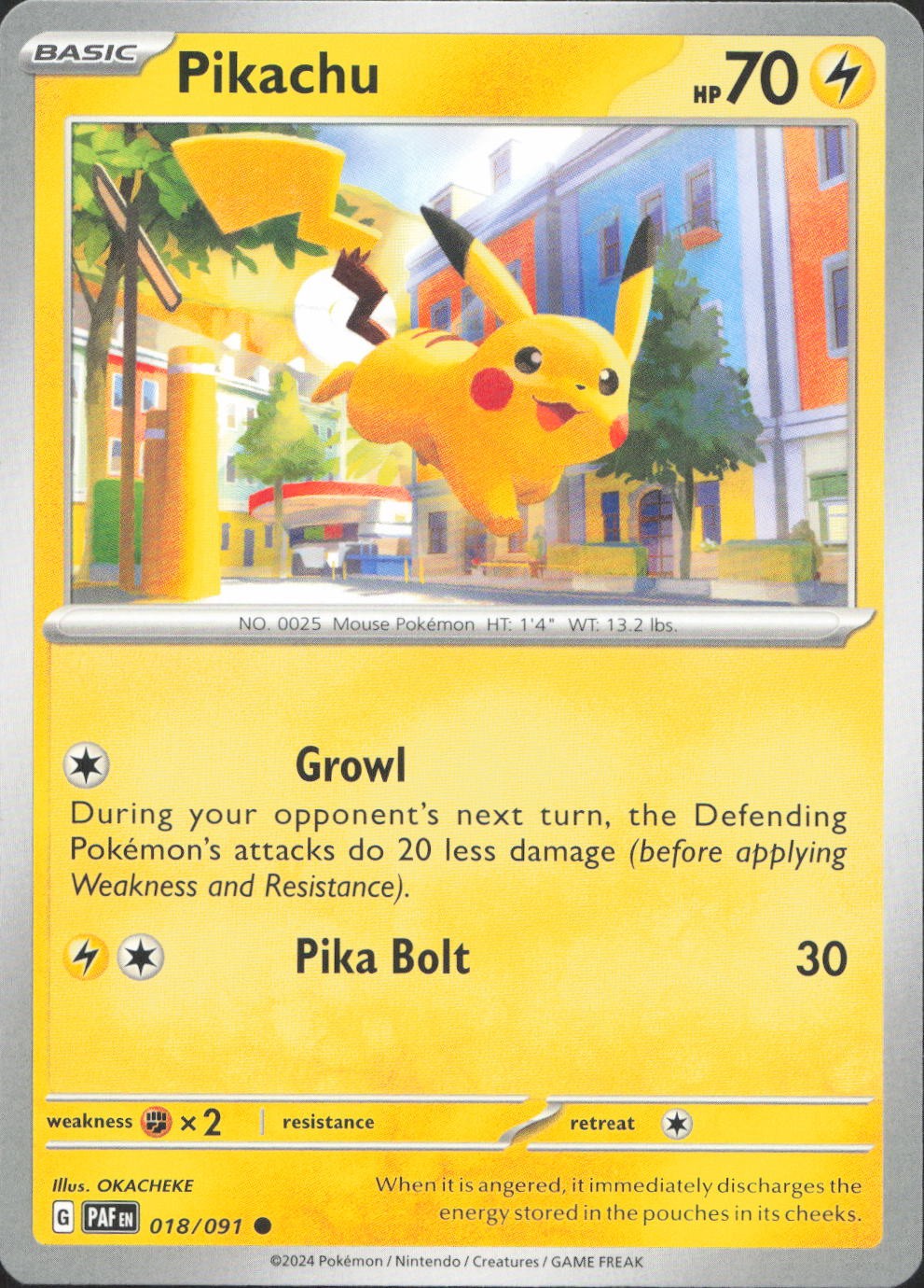 Pikachu 018/091 Common Paldean Fates Pokemon Near Mint