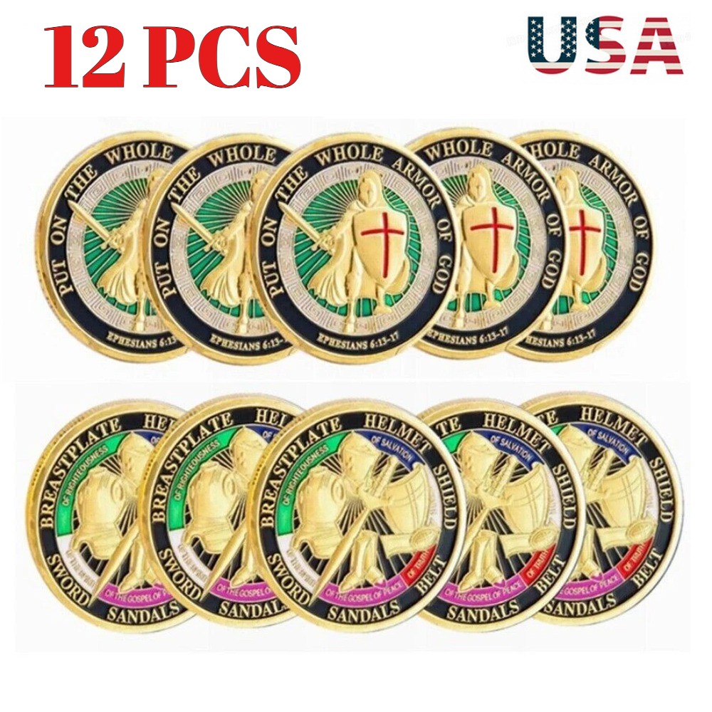 12x Put on the Whole Armor of God Commemorative Challenge Coins Collection Gifts