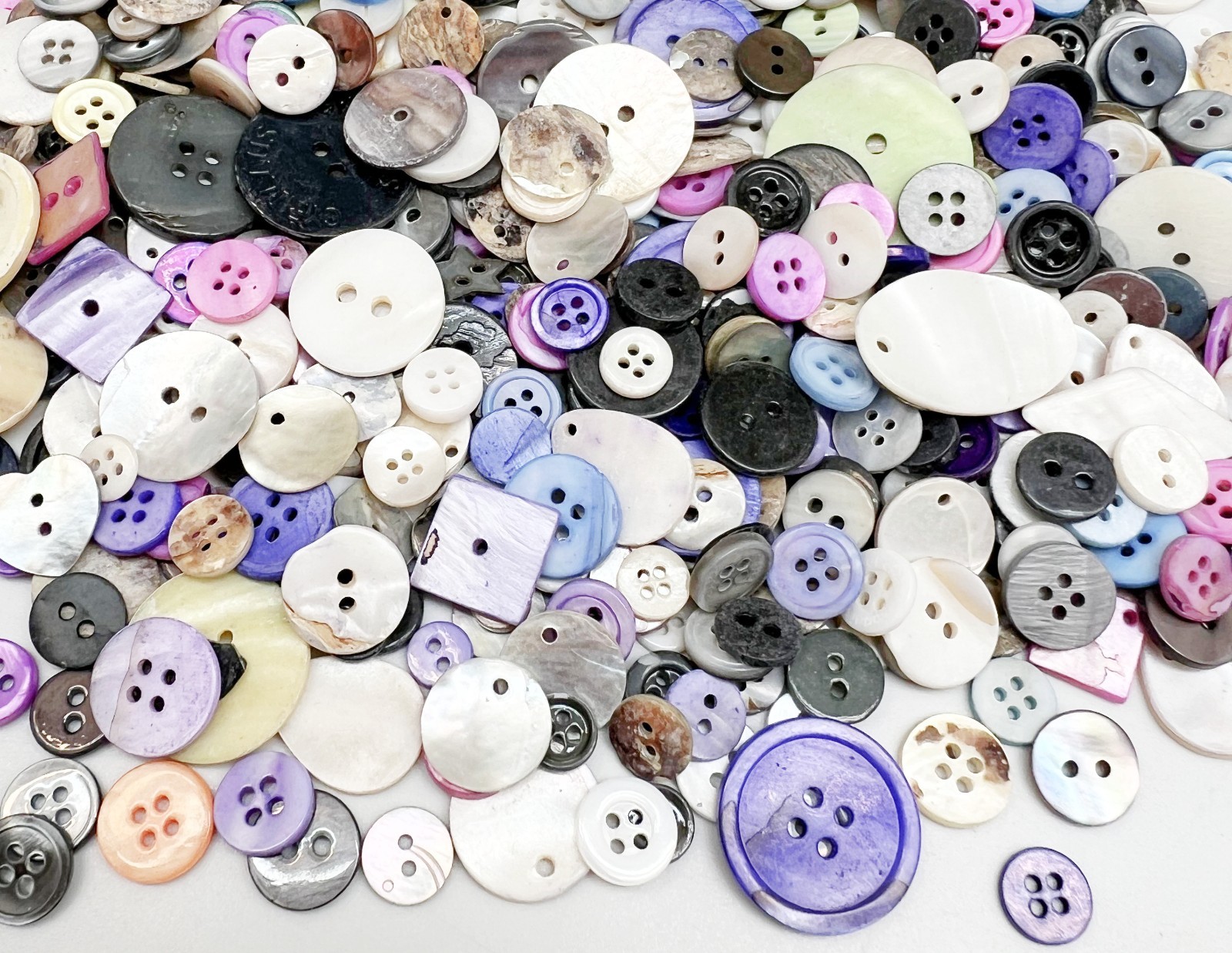 Mother of Pearl Shell Buttons: 10-35mm (1/2 lb appx 300+ buttons)