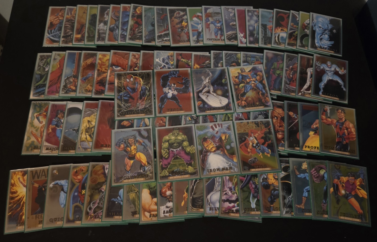 Marvel Masterpieces 1992 Platinum Base LOT of 84 No Dupes -Detailed Description-