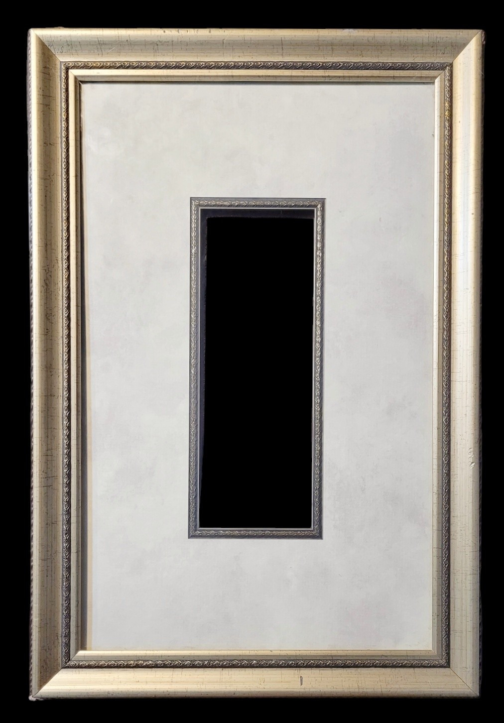Vintage Silver Ornate Frame Fits 10×16 or 3×9 Art w/ Mat Victorian Style Art
