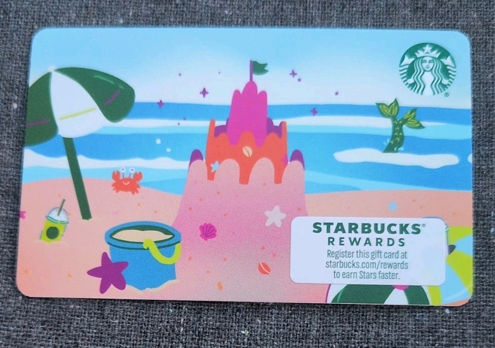 2024 Starbucks Summer Pink Sandcastle & Mermaid Gift Card MINT CONDITION