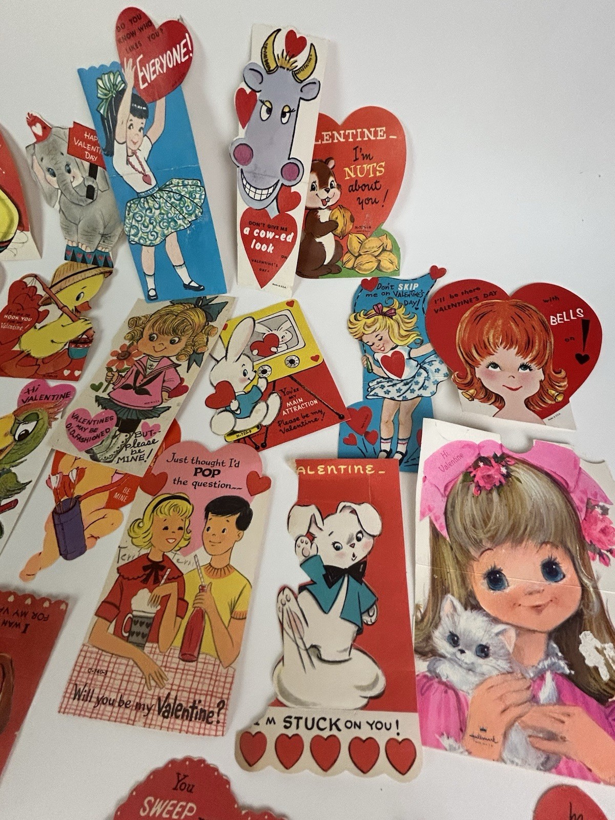 Die Cut Valentines, , Cards, Mid Century, School Classroom Cards. 82 Cards