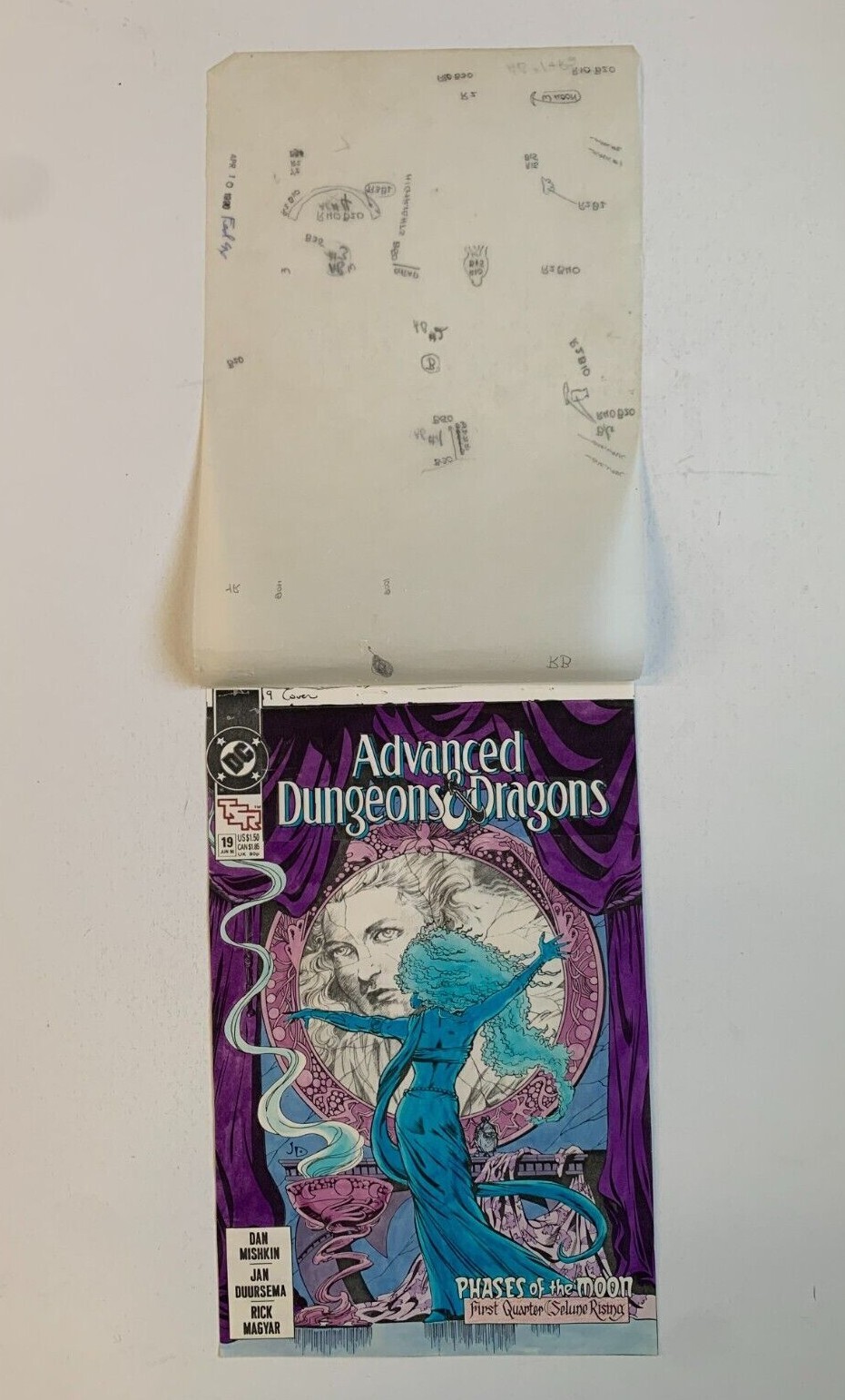 Production art lot ADVANCED DUNGEONS & DRAGONS #19 publishers proof, color guide