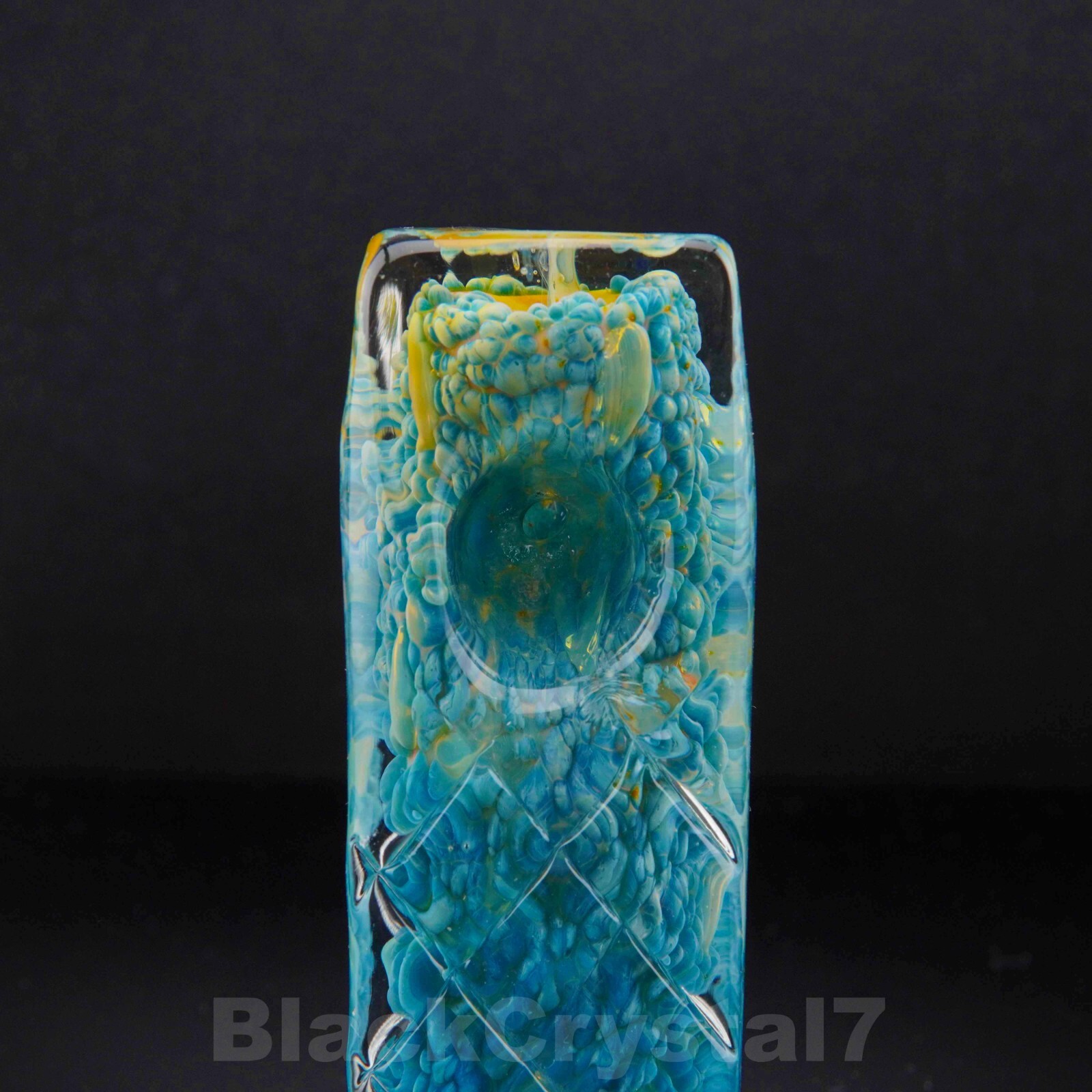 3.5″ Handmade Heavy Thick Ocean Blue Square Tobacco Smoking Bowl Glass Pipes