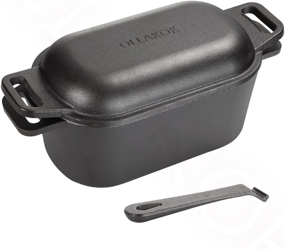 2-in-1 Pre-Seasoned Cast Iron Dutch Oven Pot W/ Lid as Skillet Grill Pan W/ Lid