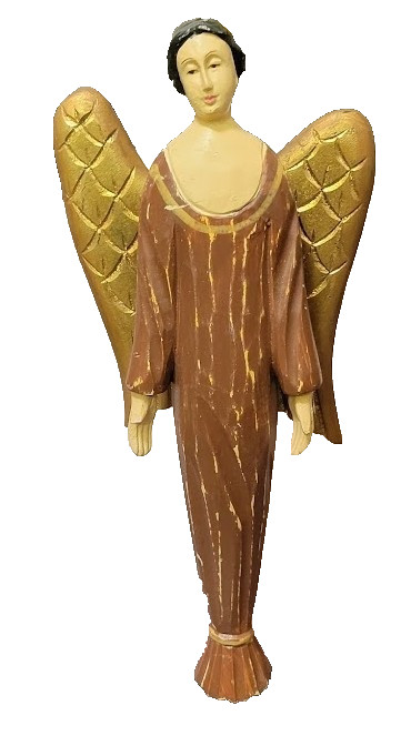 Santos Style Winged Statue Carved Wood