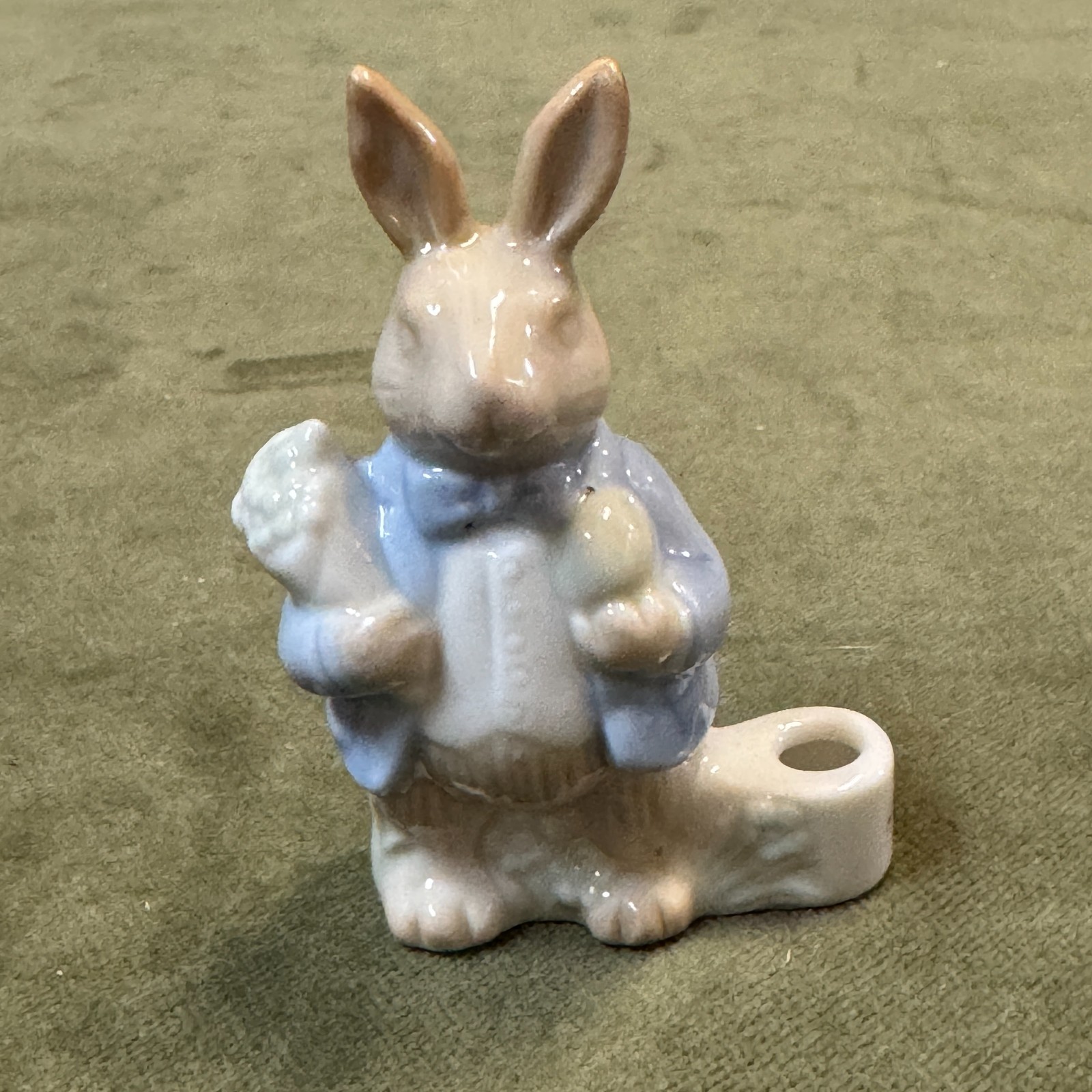 Vintage Biedermann Porcelain Easter Bunny Rabbit Mini Candle Holder