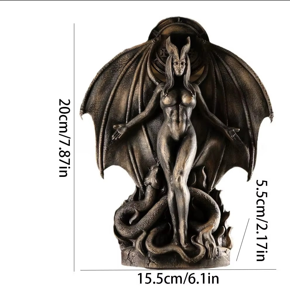 Lilith Statue Resin Gothic Figurine Dark Goddess Occult Decor 7.8in