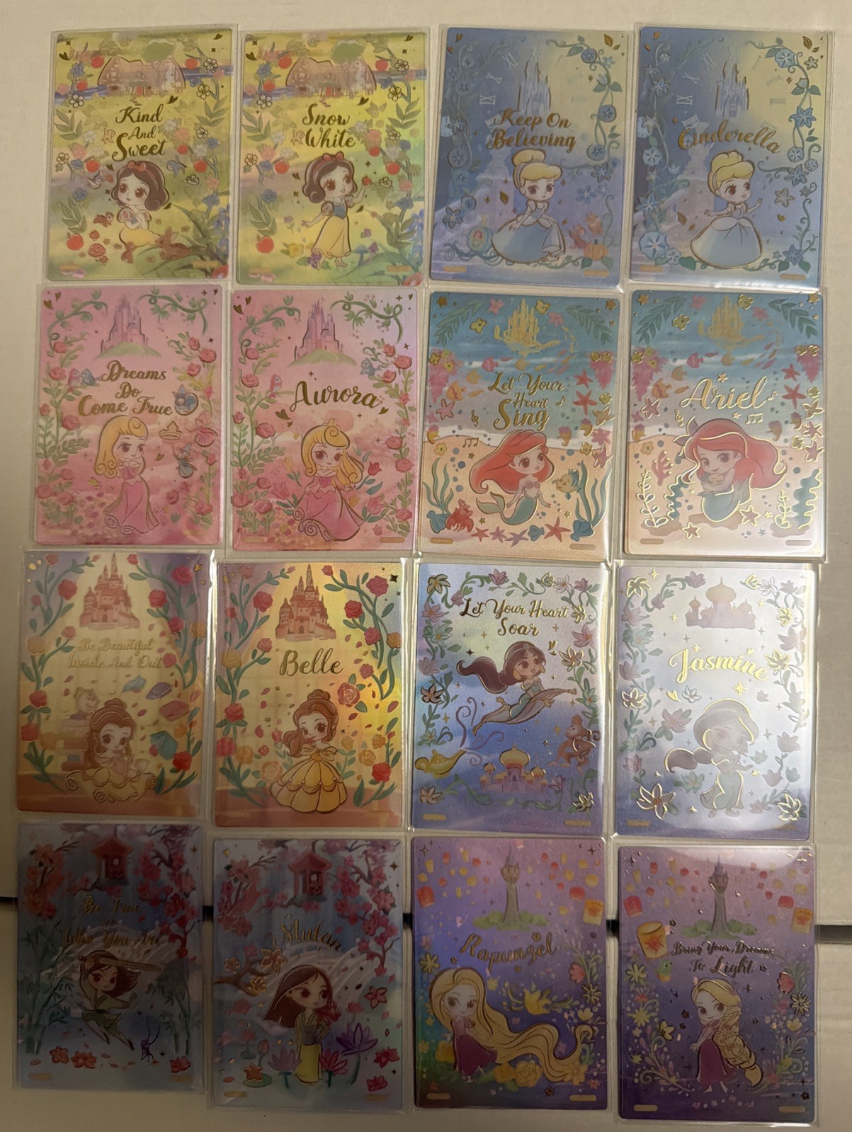 CardFun Disney Princess Diary Cards DP02-QR01-16 Complete Set Belle Ariel Snow