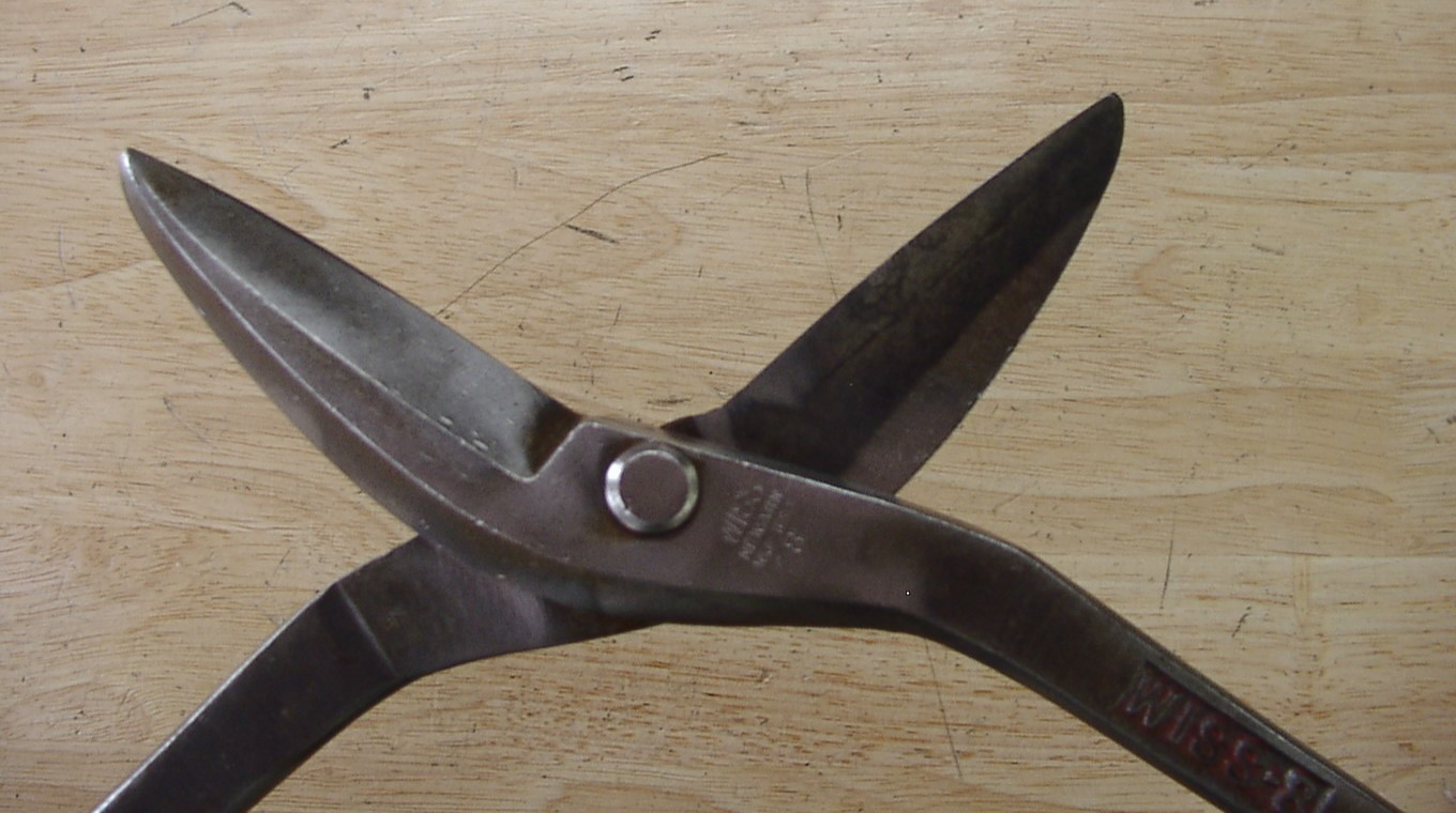 Vntg J. Wiss & Sons-8 Tin Snips,13-13/16″,Inlaid Crucible Steel,Tin Knocker,GOOD