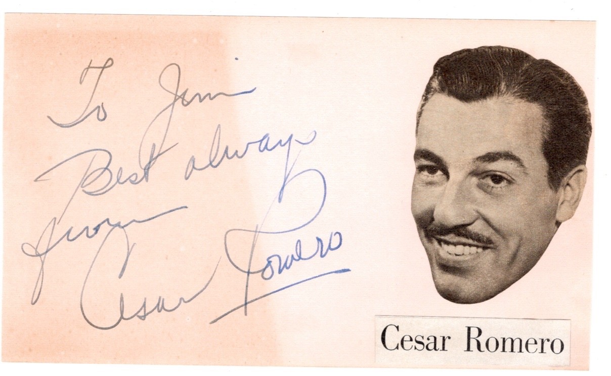 Cesar Romero signed vintage album page!