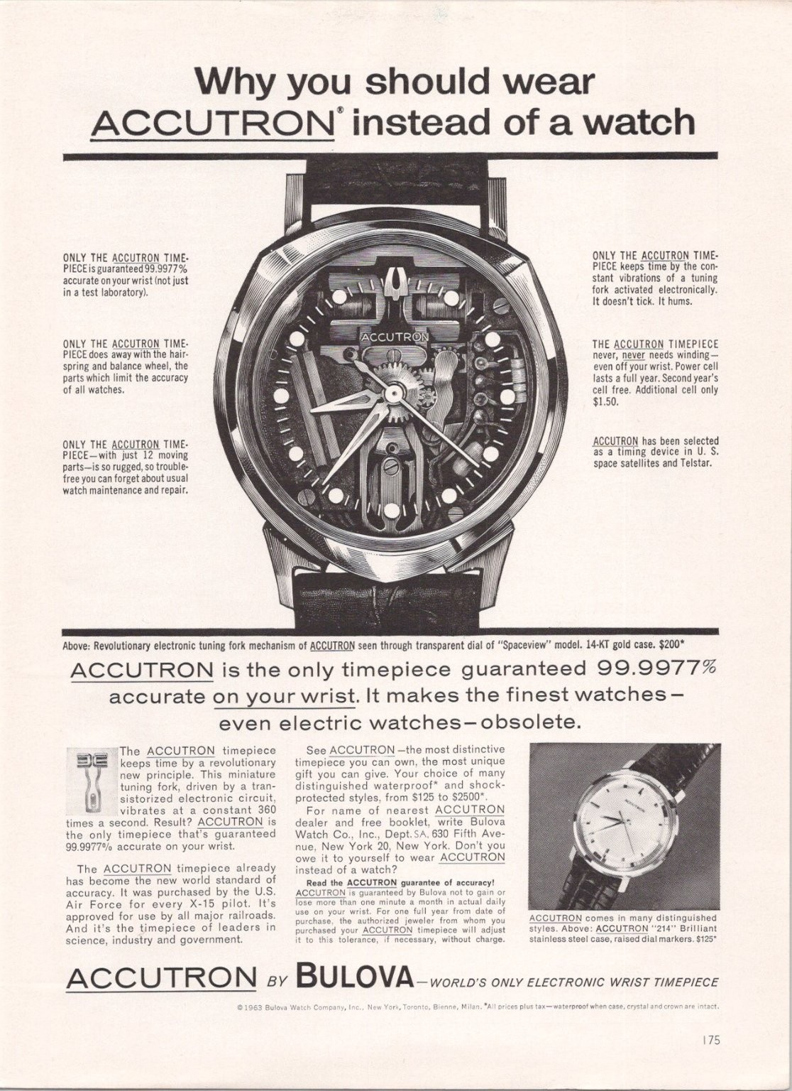 Bulova Accutron Spaceview Vintage 1963 Magazine Print Ad