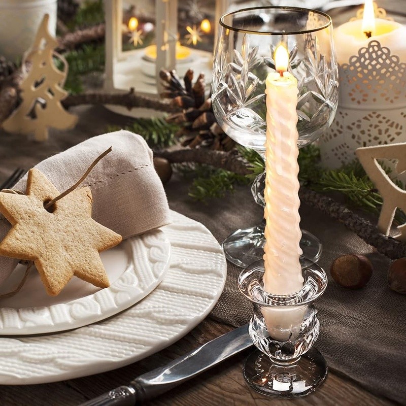 48 Pack Glass Taper Candle Holders Bulk Elegant Clear Candle Sticks Home Decor