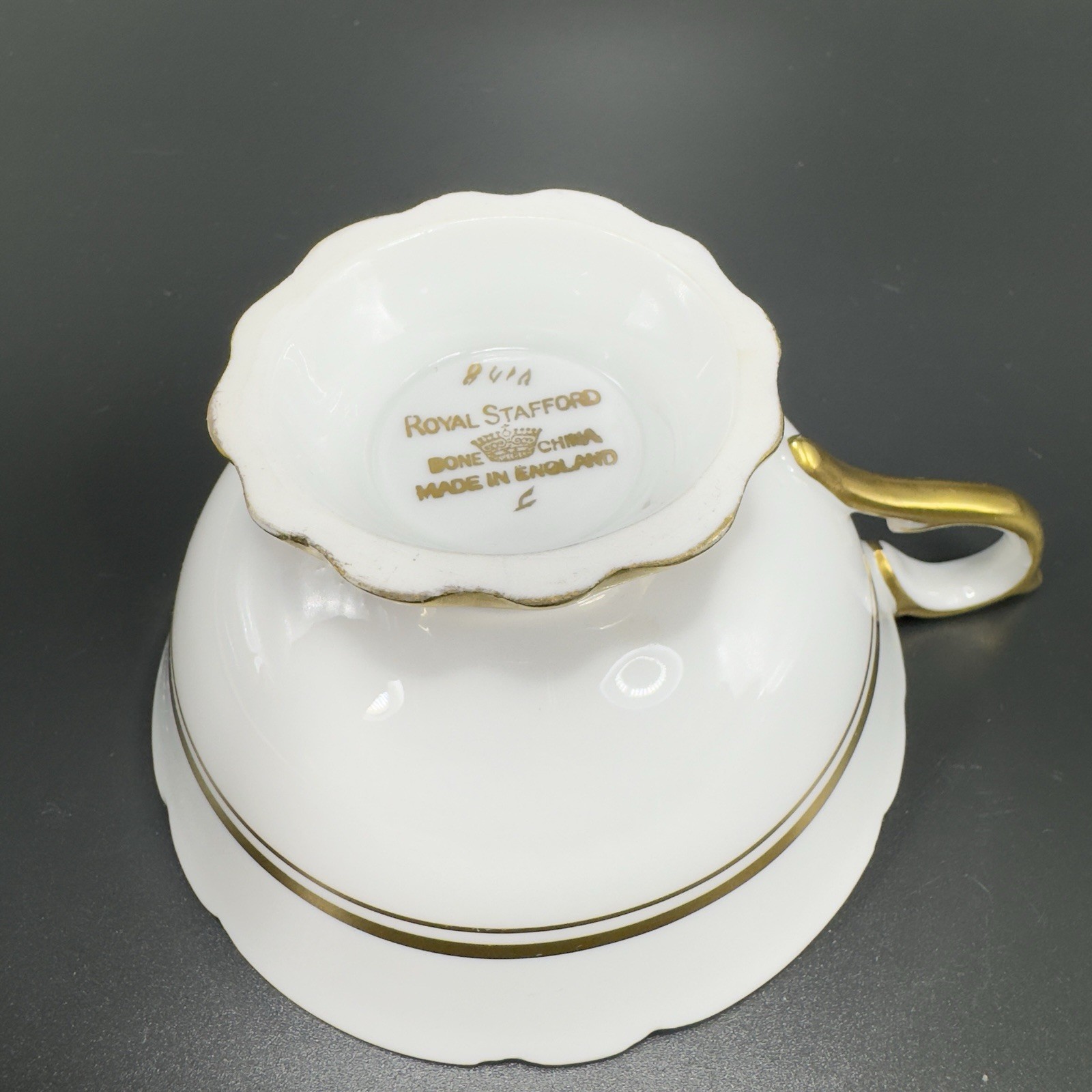 Royal Stafford Fine Porcelain China Teacup And Saucer England Heavy Gold Pattern