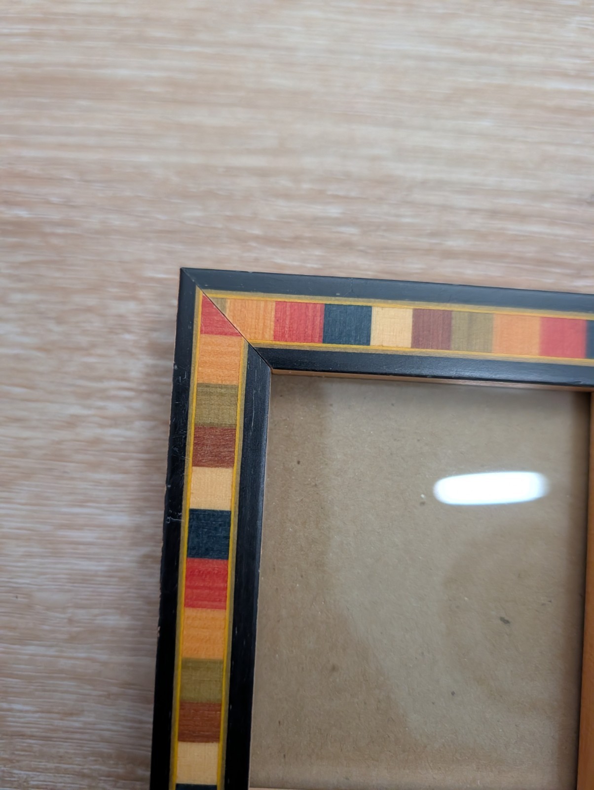 Vintage MultiColor Inlaid Mosaic 2.5×3 Photo Picture Frame 3.25”W 3.75”T