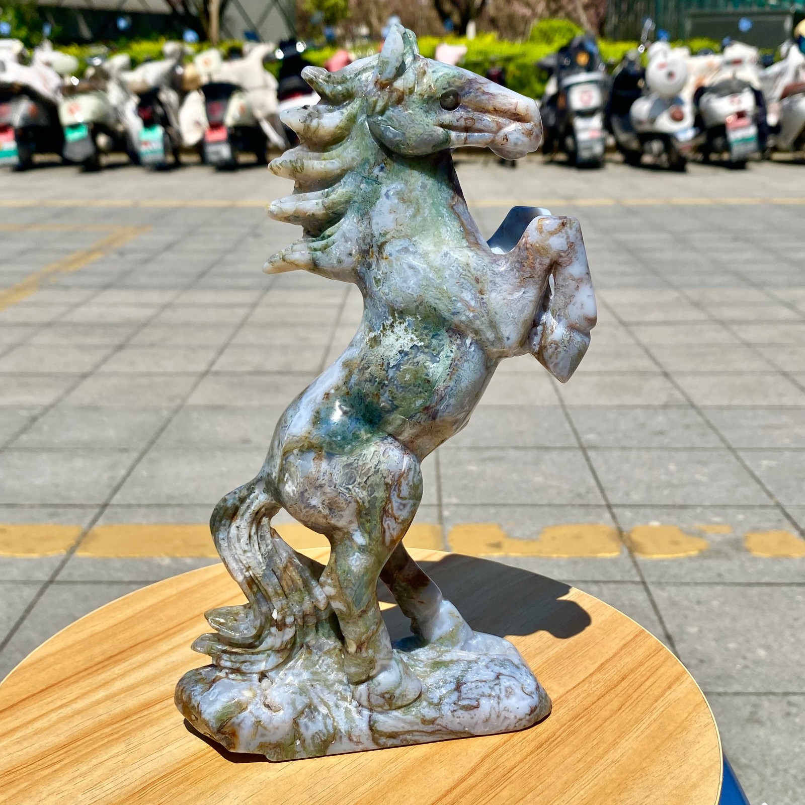 2LB Natural Agate Carved Horse Figurine, Exquisite Hand Carved Gemstone Statue