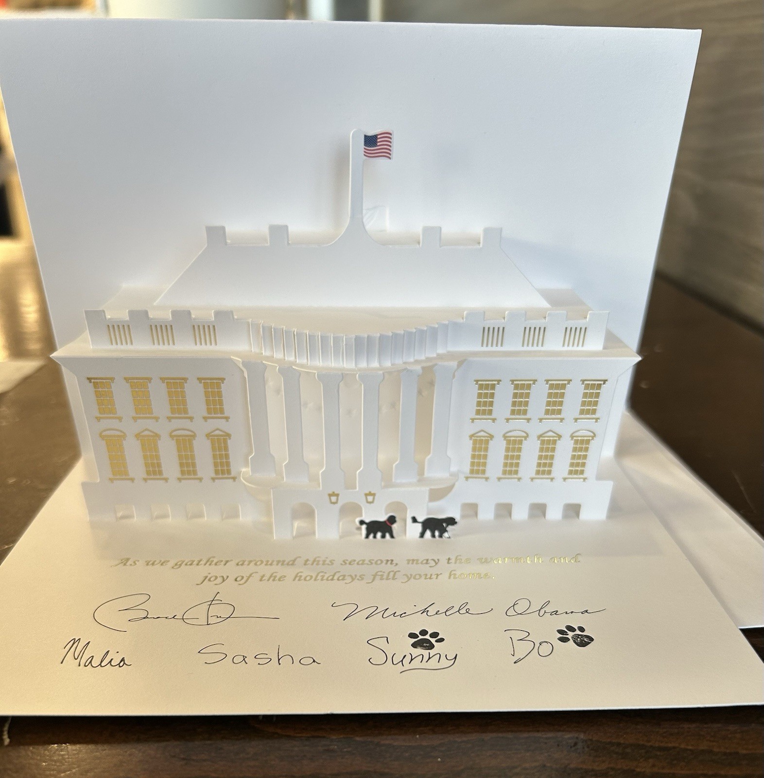 OBAMA 2013 WHITE HOUSE CHRISTMAS CARD SIGNED BARACK & M + ARTIST POP UP Rare New