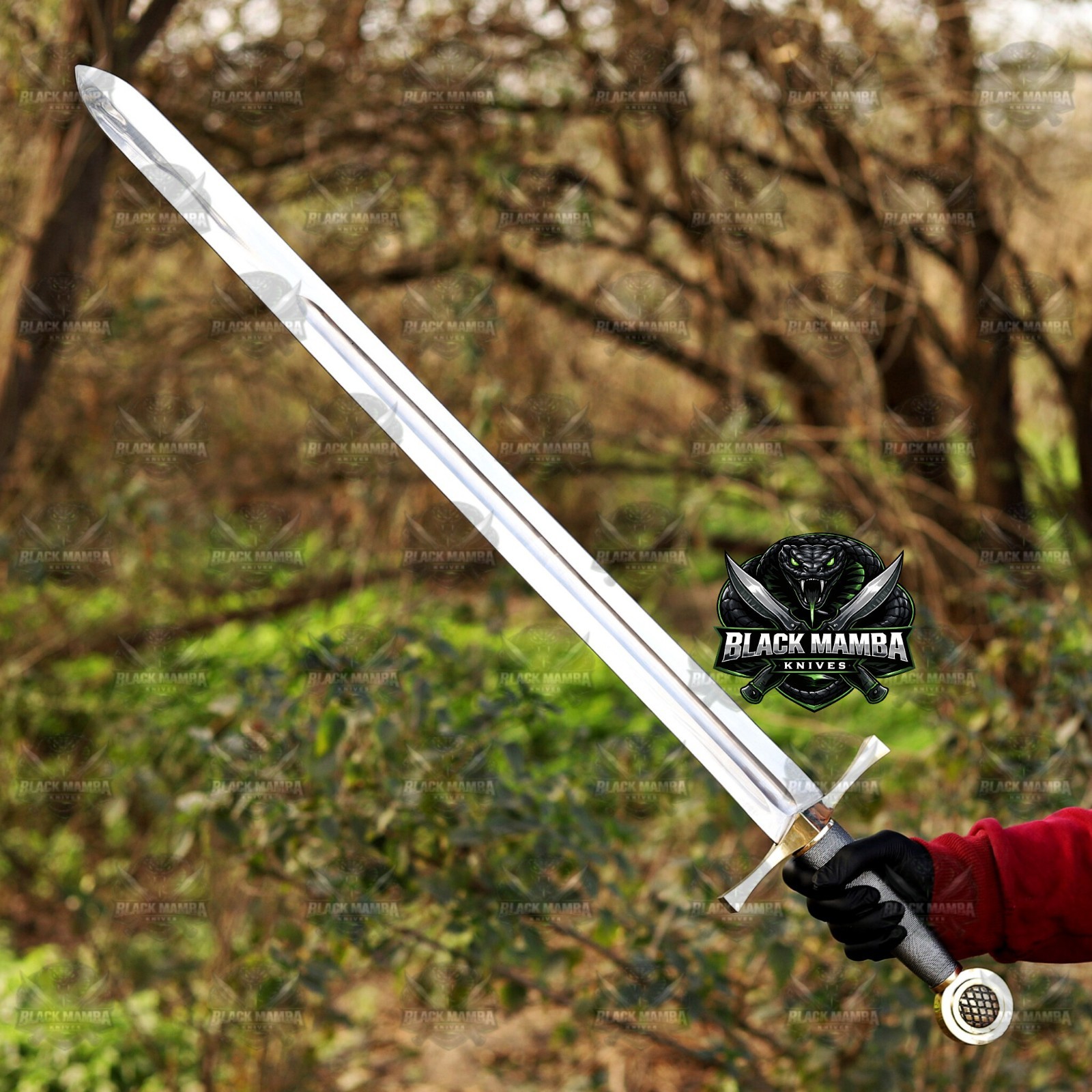 Premium Excalibur Sword 38″ Carbon Steel Blade Brass Guard Pommel Wooden Handle
