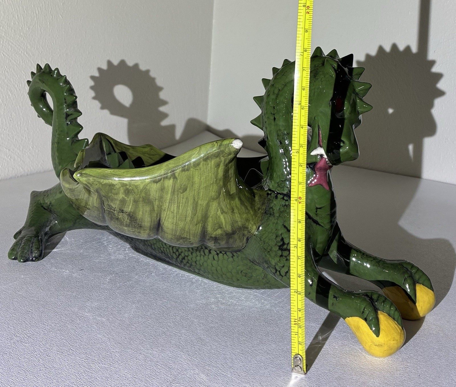 Vintage Dragon Ashtray Retro Decor Big Wings Ceramic 15″ HUGE Center Piece VTG