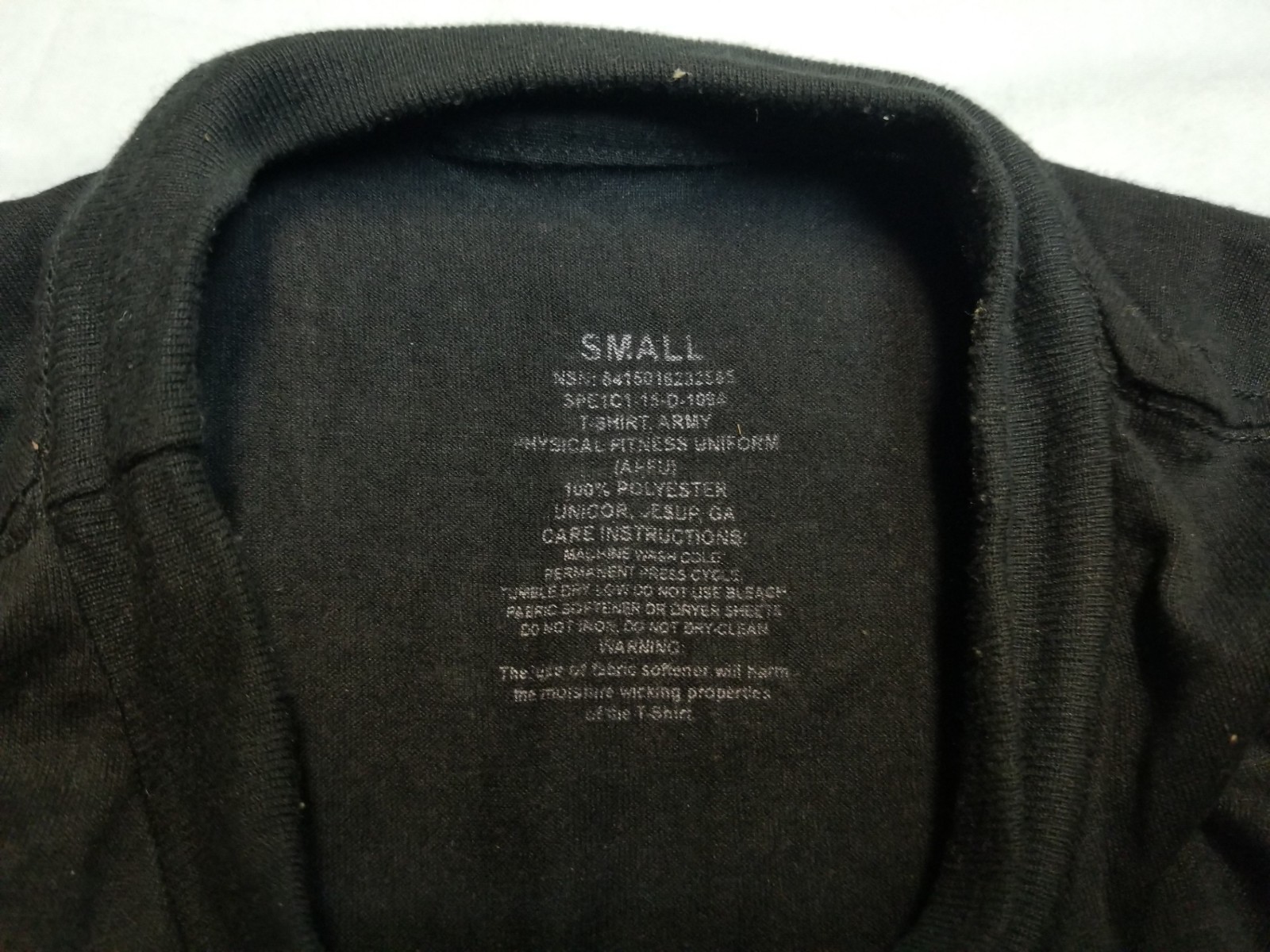 US Military Army Physical Fitness Uniform Short Sleeve Shirt Black Small EXC
