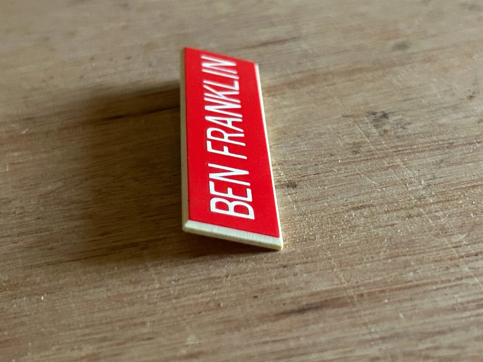 Ben Franklin Store Employee Badge Pin Vtg Plastic 3/4″ x 3″ Scarce Advertising