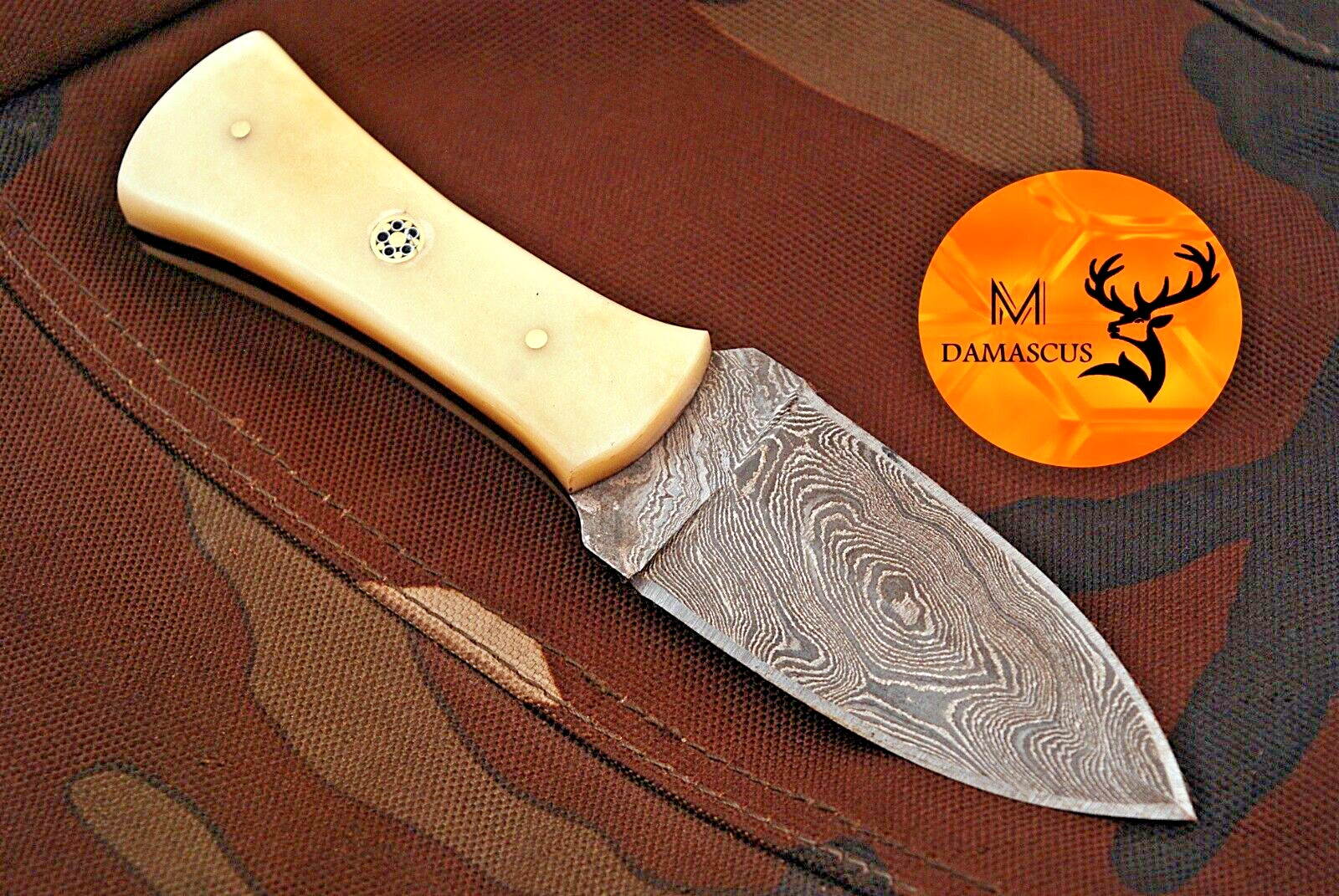 HANDMADE DAMASCUS STEEL BOOT KNIFE THROWING DAGGER HUNTING SURVIVAL EDC 868