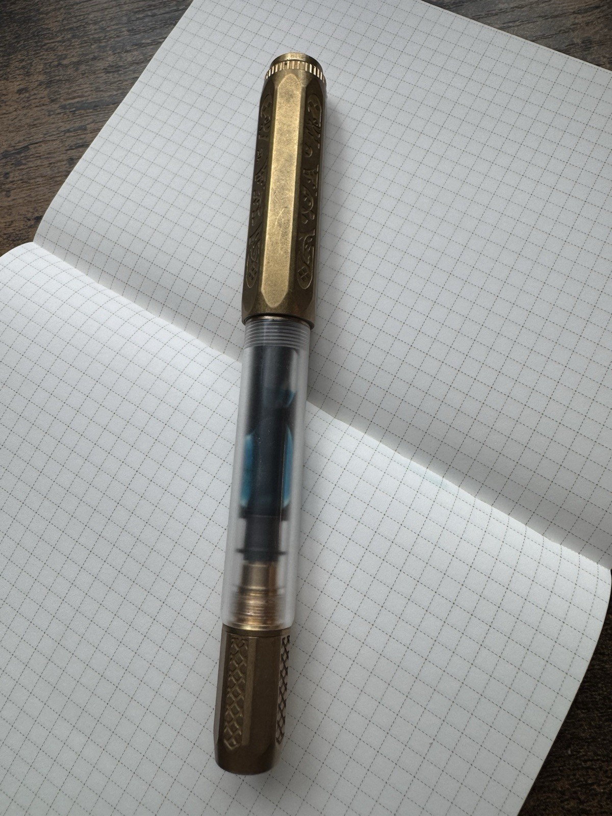 Year Of The Dragon, Brass Fountain Pen, Fine Writing International, M Nib + Ink
