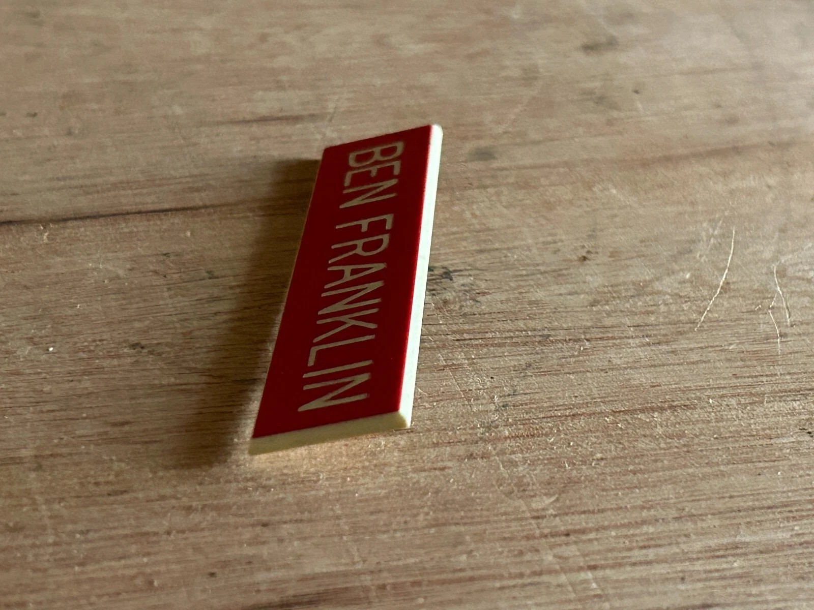 Ben Franklin Store Employee Badge Pin Vtg Plastic 3/4″ x 3″ Scarce Advertising