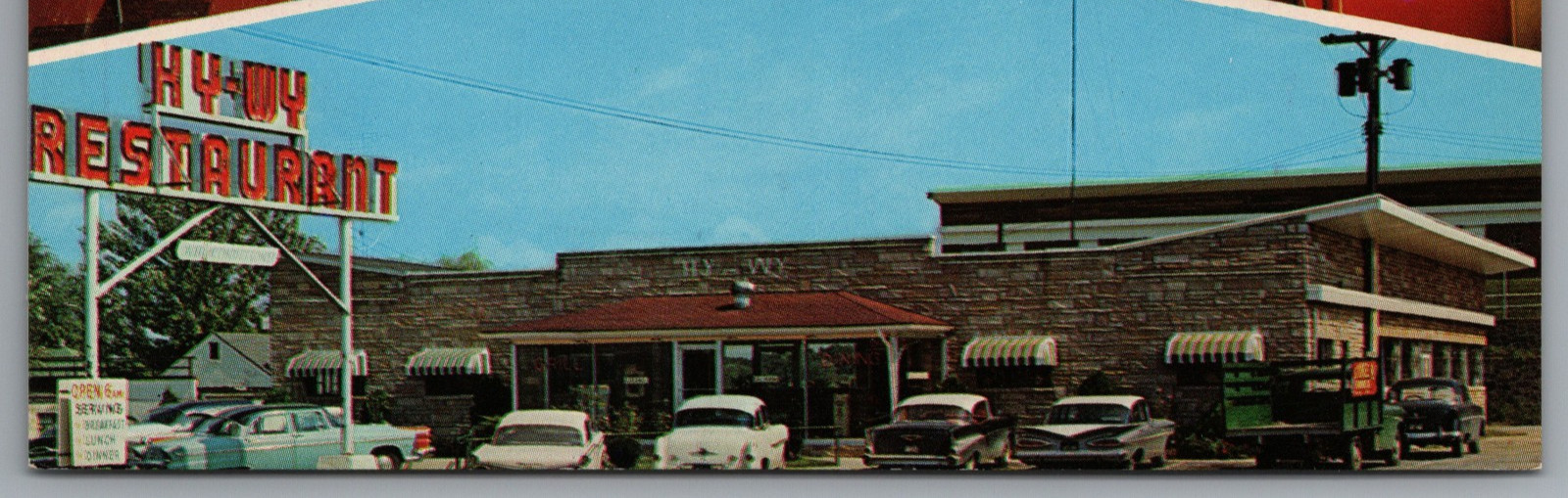 Front Royal VA Hy-Wy Restaurant Multi-view Interior Neon c1961 Postcard