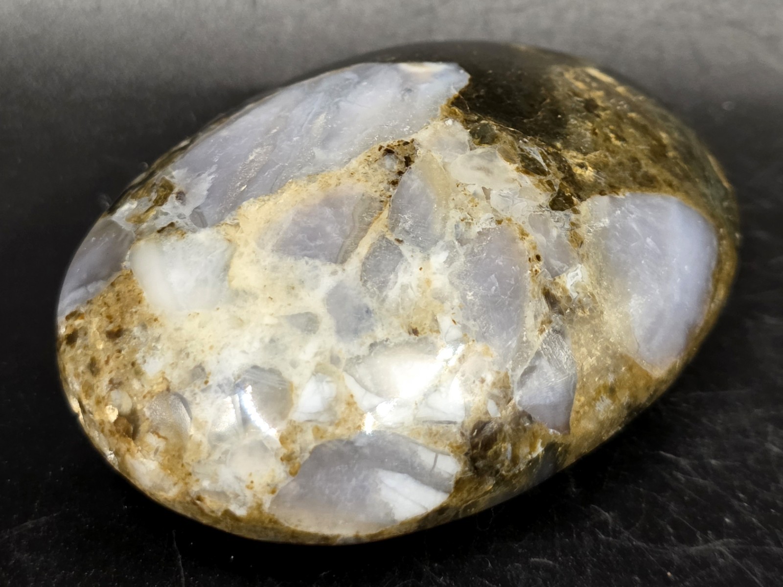 2.5″ Brecciated Purple Jasper Polished Palm Stone | Mystic Merlinite Crystal