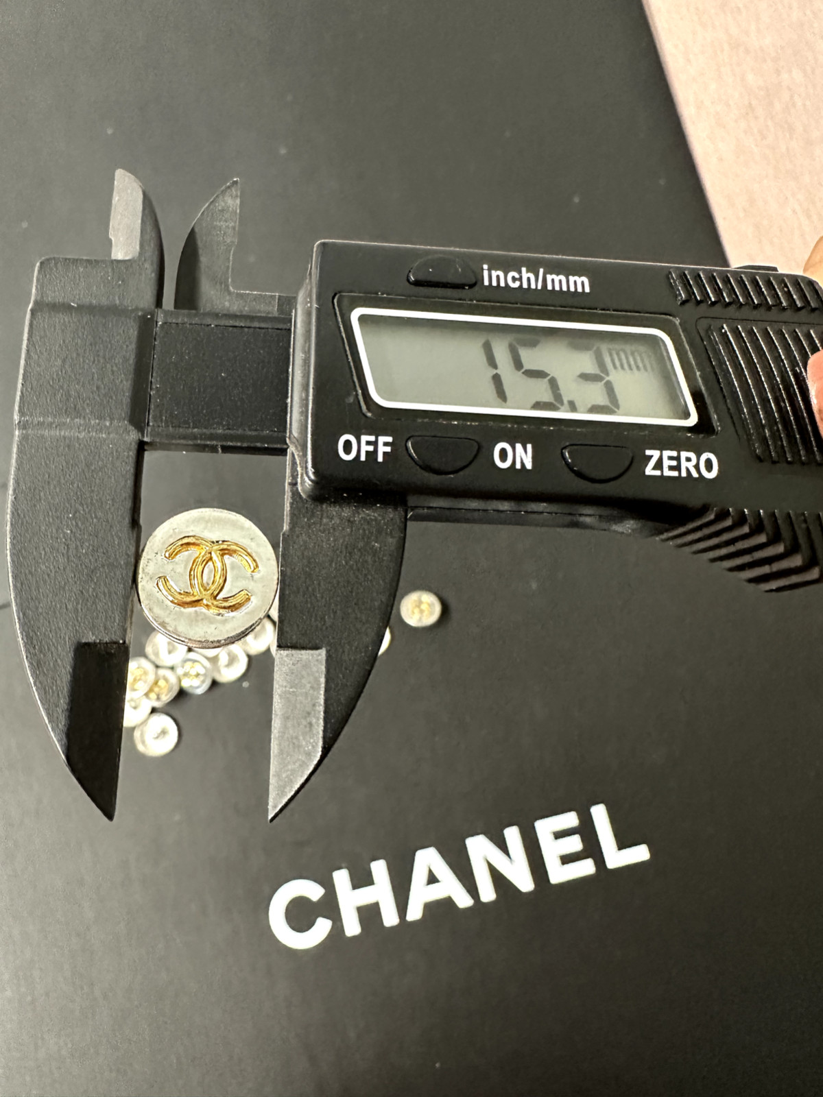Vintage CHANEL Silver color Metal Button CC Logo in gold High Relief LOT OF 12