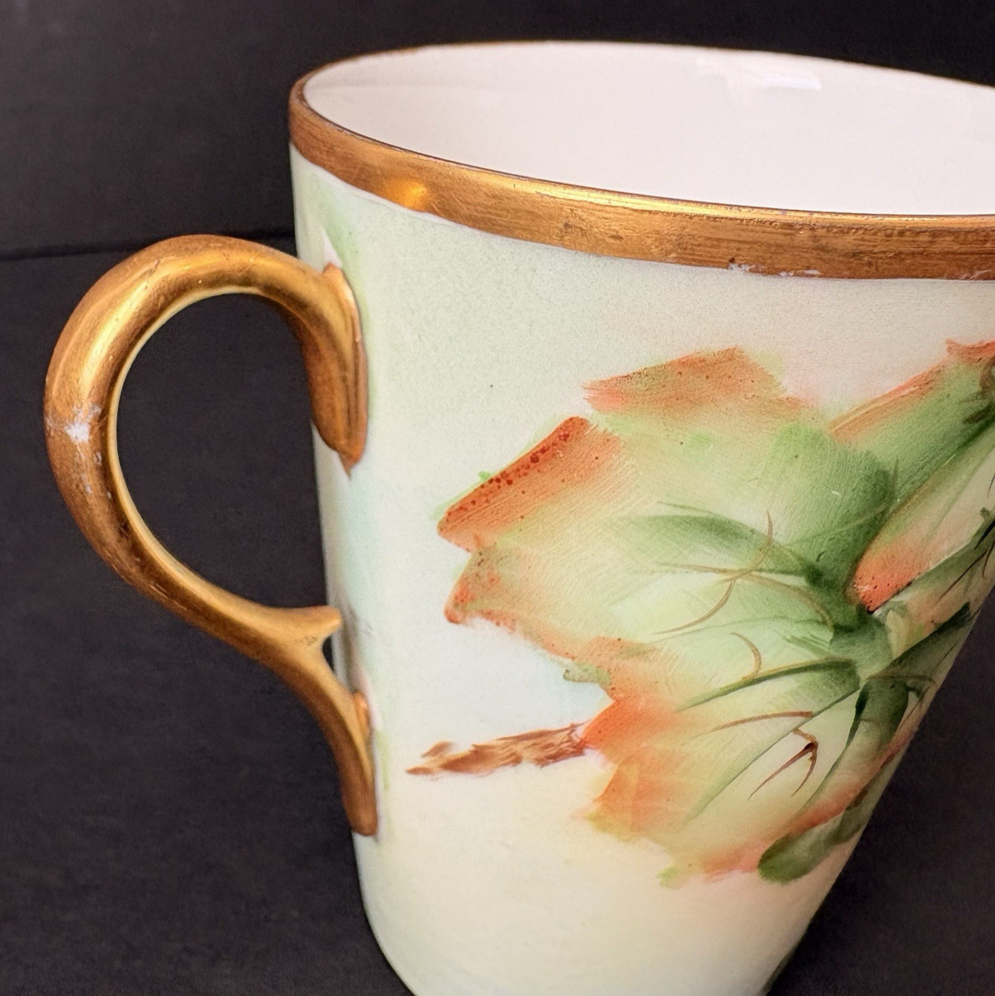 WG & Co Limoges France Set of 5 Mugs Hand Painted Cup 8 oz Grapes Vintage