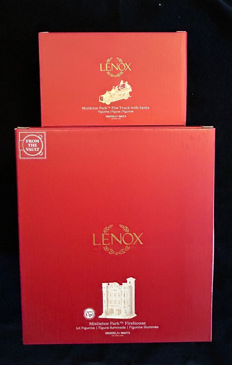 Lenox Mistletoe Park Series ~FIREHOUSE & FIRE TRUCK WITH SANTA set~ Brigade, NEW