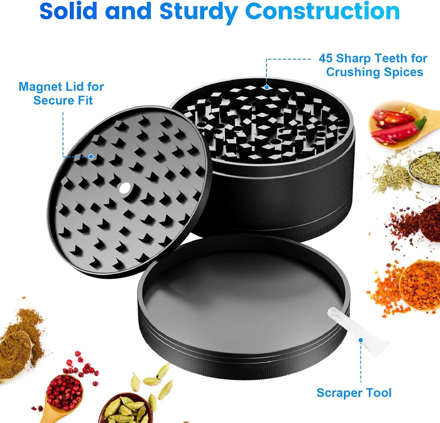 Herb Grinder 4 Layer 3 inch Large Metal Tobacco Crusher Magnetic Tobacco Grinder