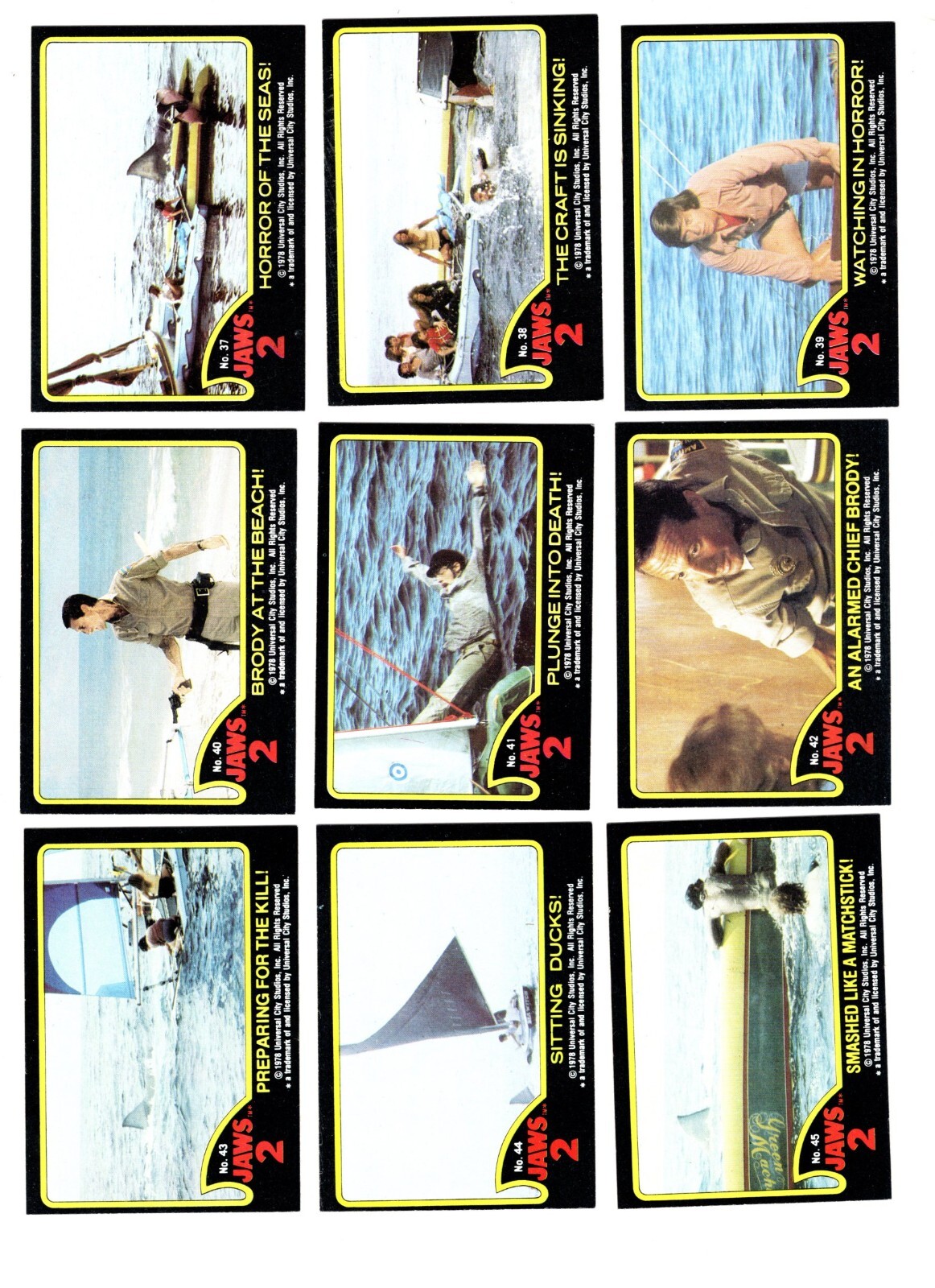 1978 TOPPS JAWS 2 THE MOVIE TRADING CARD SET 59-CARDS NM/MINT ALL CARDS SCANNED