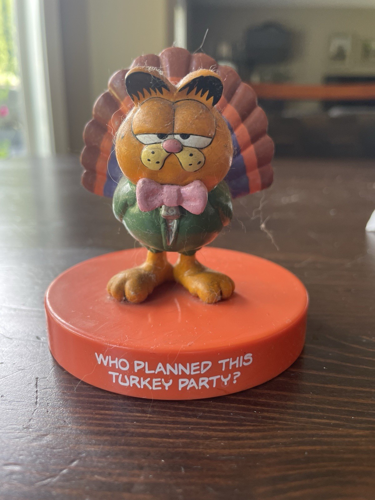 Rare 80’s Garfield the Cat Figurine “Who Planned This Turkey Party?”
