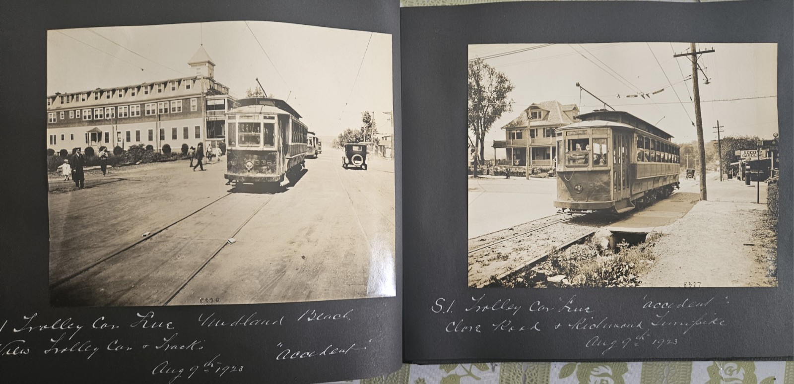 112 GREAT Original 1922-5 Staten Island TROLLEY street scene 7.5×9.5 Photo Album
