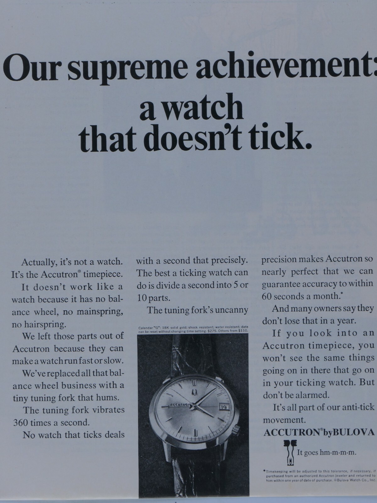 1968 Bulova Accutron Vintage One That Doesn’t Tick Original Print Ad 8.5 x 11″
