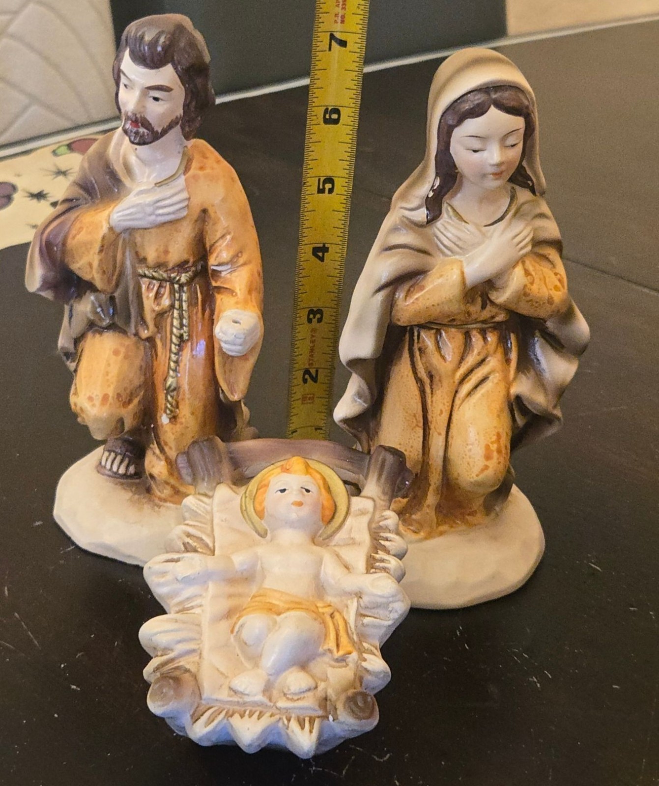 Vintage Star Hand Painted Composition Paper Mache Nativity Figurine Set Japan