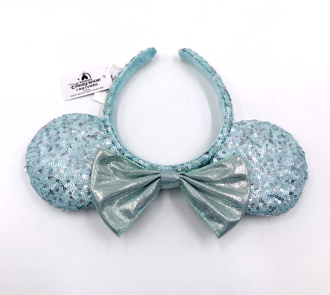 Disney Parks Frozen Arendelle Aqua Sequin Minnie Mouse Ears Headband US POST