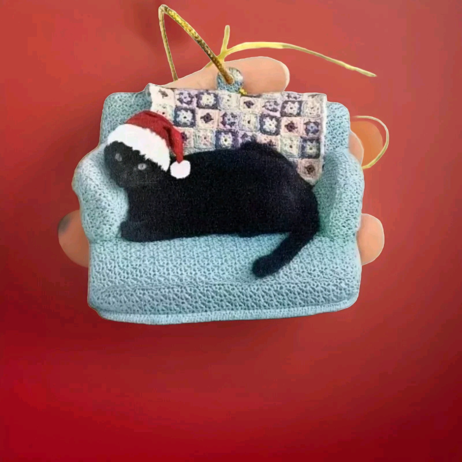Charming Black Cat Christmas Tree Ornament – Acrylic Holiday Decor Pendant –